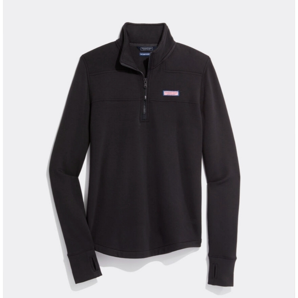 Vineyard Vines Mens Womens Quarter Zip Pullover Fleece Size Large Black 600055